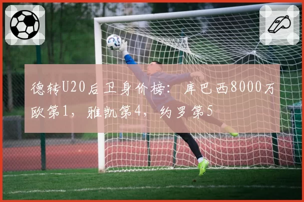 德转U20后卫身价榜：库巴西8000万欧第1，雅凯第4，约罗第5